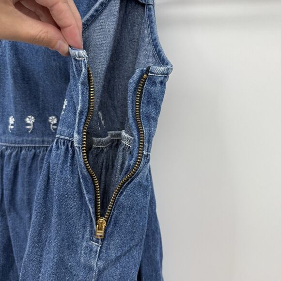 Kidlooks Denim 4T Girls Floral Embroidered Dress Cotton - Picture 6 of 8